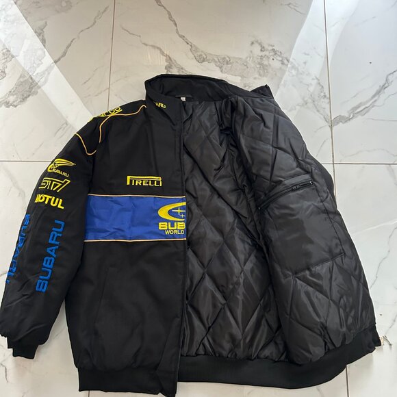 Subaru Rally Racing Jacket Black and Blue – Vintage Embroidered Bomber - Picture 3 of 7
